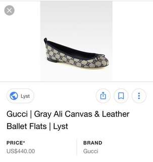 Authentic Gucci Canvass & Leather Ballet Flat