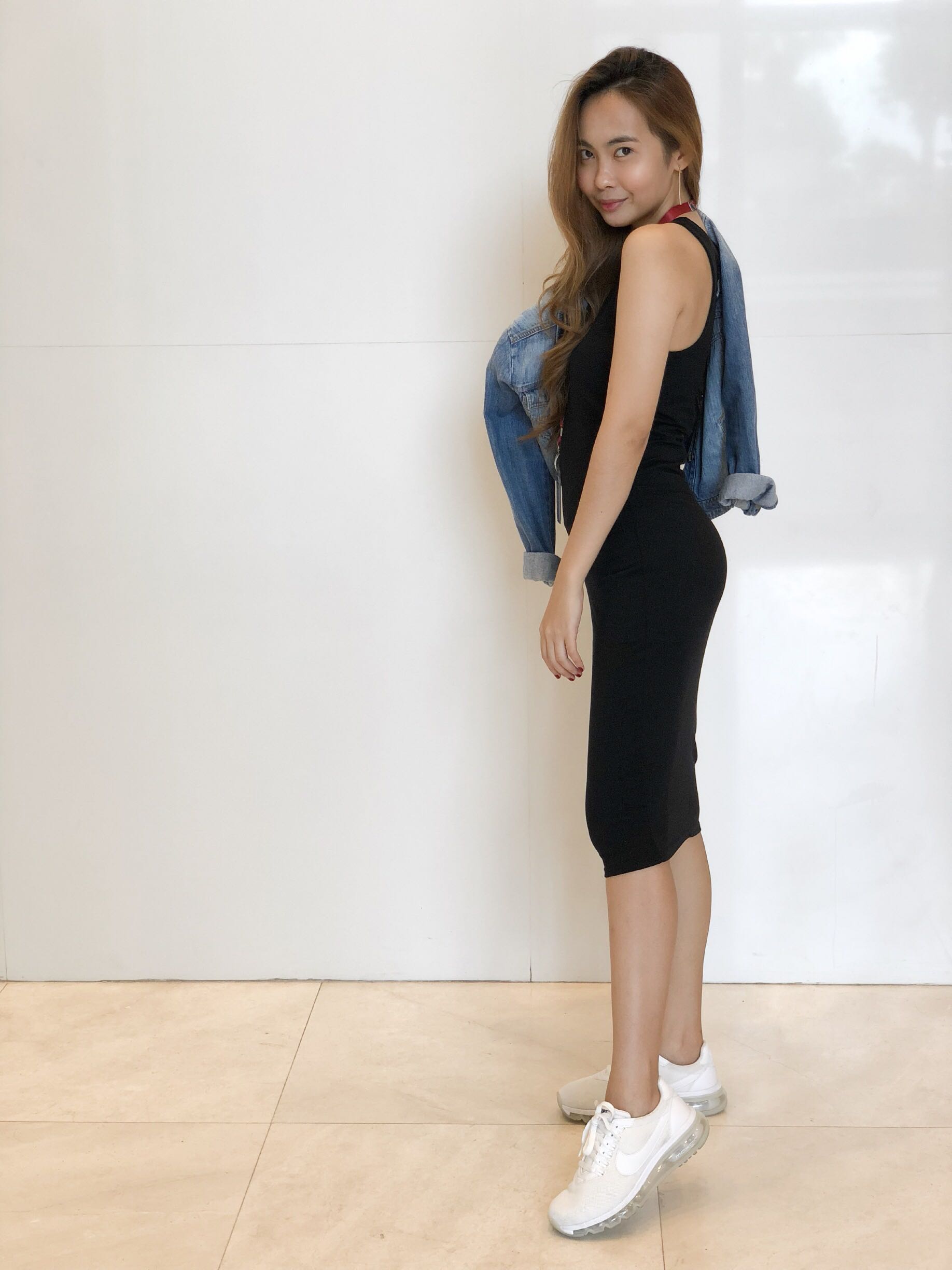 below the knee black dress