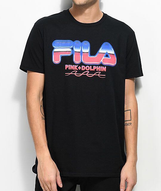 FILA x Pink Dolphin Black Tee, Men's 