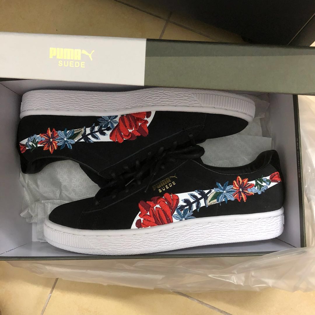 Puma Embroidered Suede Classic Black Women s Fashion Footwear