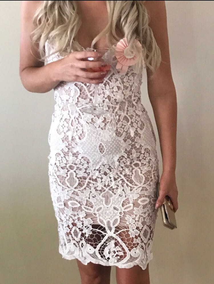 showpo white lace dress