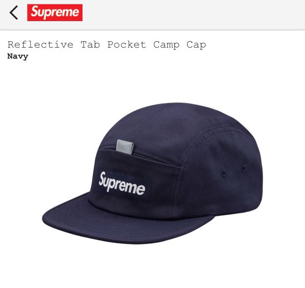 supreme reflective tab pocket camp cap