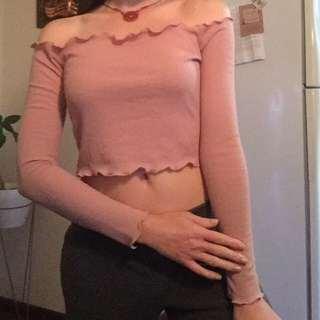 Pretty little thing lettuce hem ribbed crop top Very light material Worn twice washed twice  Size 4 aus