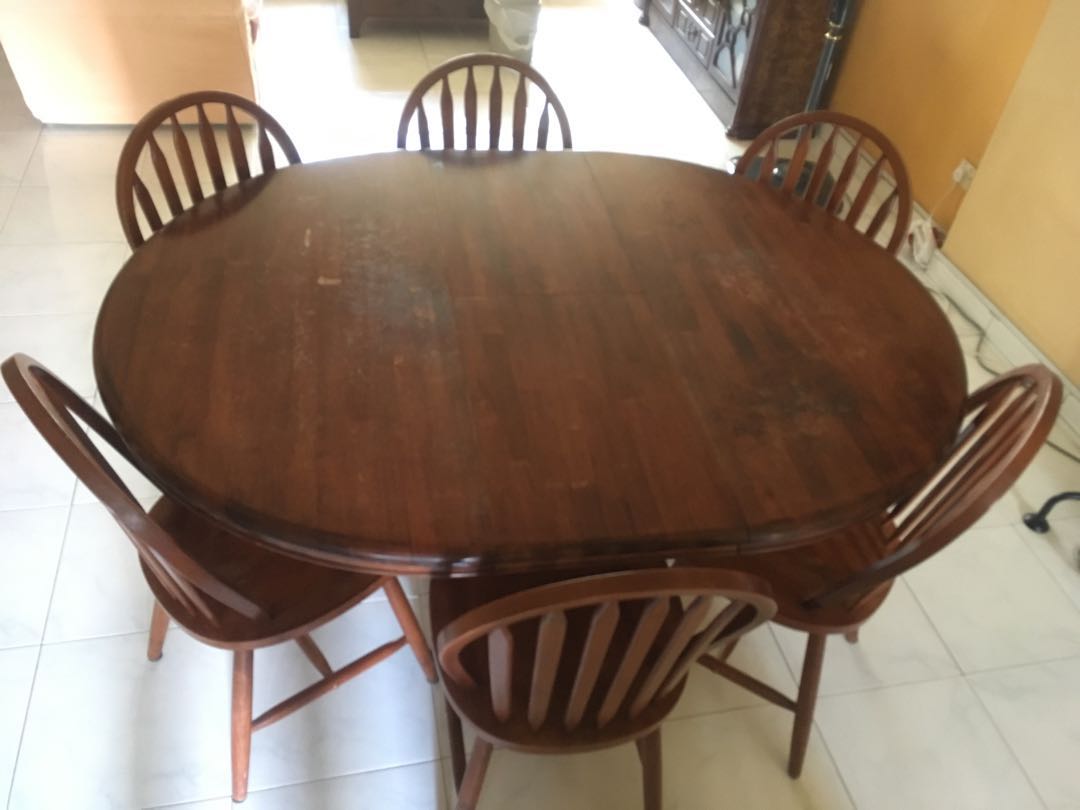 7 Pcs Solid Wood Dining Set Furniture Tables Chairs On Carousell