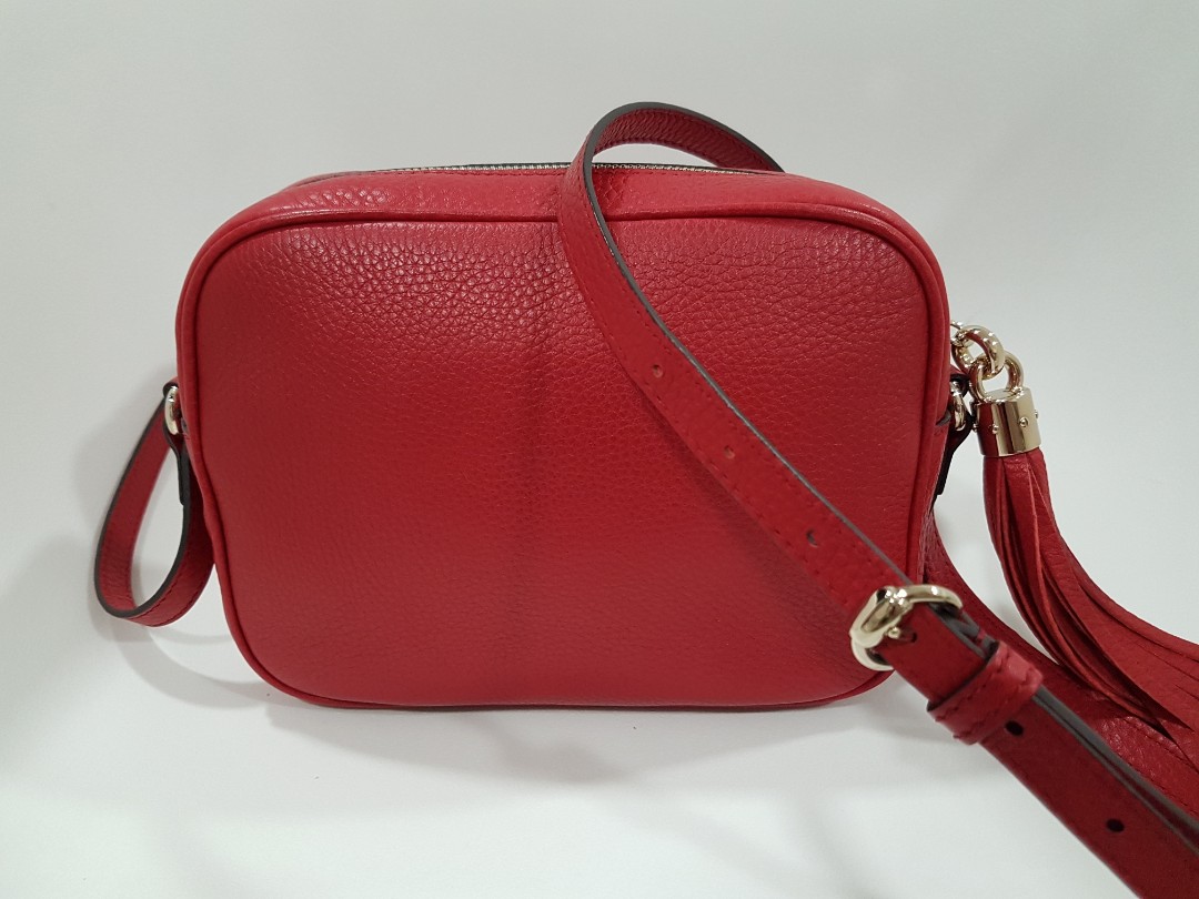 Authentic Gucci Soho Disco Bag Camera Bag Red Crossbody, Luxury, Bags