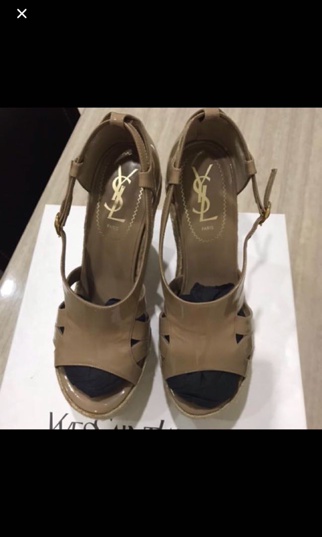 Authentic YSL Wedges size 37, Luxury, Apparel on Carousell