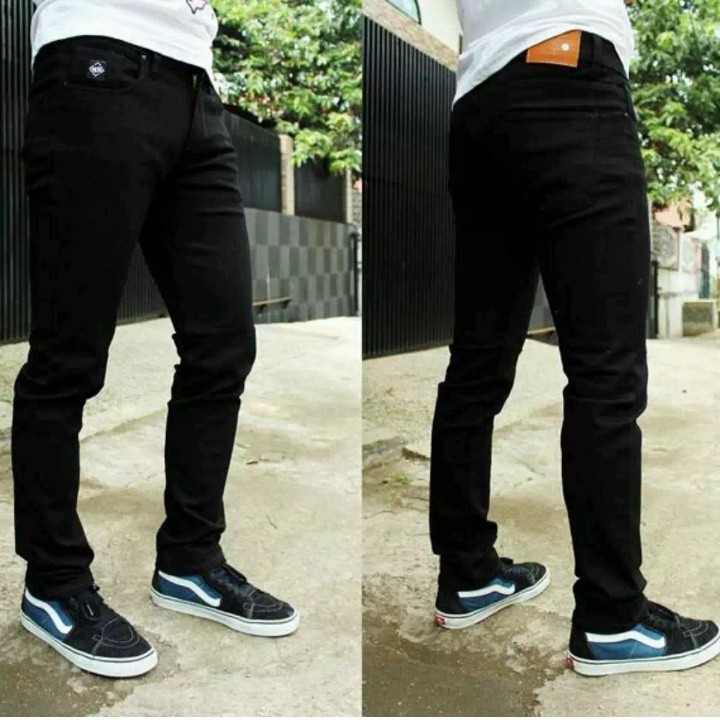 Celana Panjang Skinny Jeans Pria Hitam Karet Keren Populer Men S