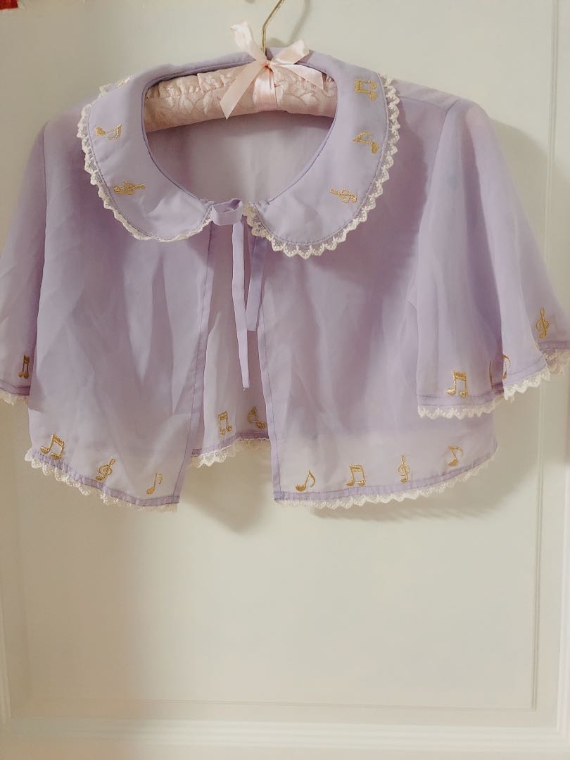 Cute Pastel Lavender Musical Notes Bolero Fairy Kei Jfashion