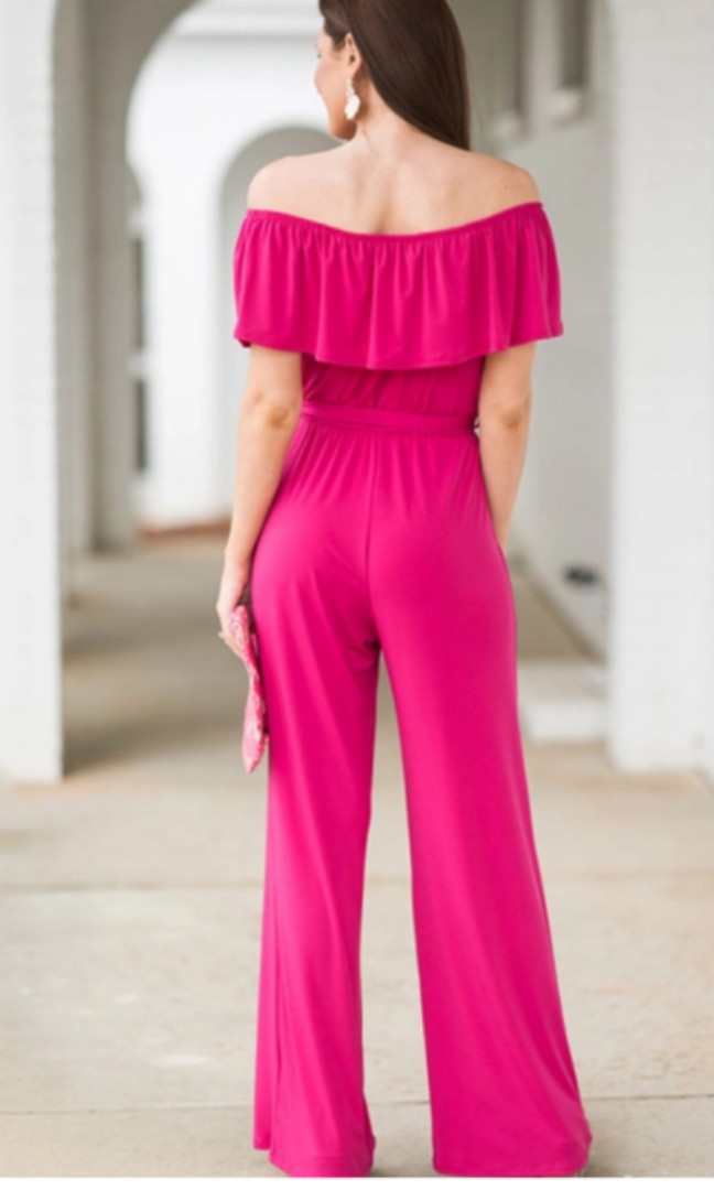 Pink and black jumpsuit