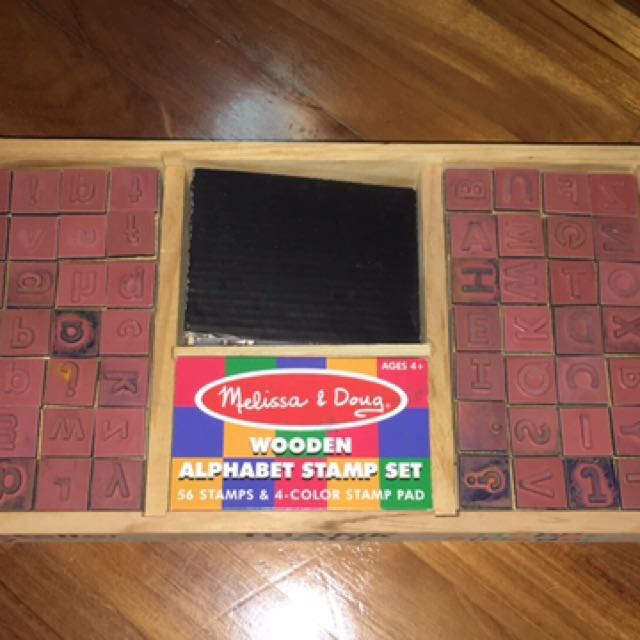 melissa and doug wooden alphabet stamp set