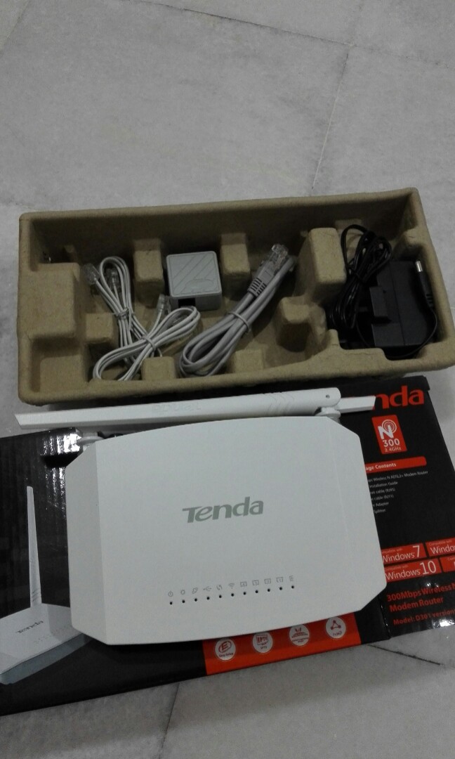 TENDA D301 v2 Wireless 300mbps ADSL2+ Modem WiFi Router USB Sharing for ...