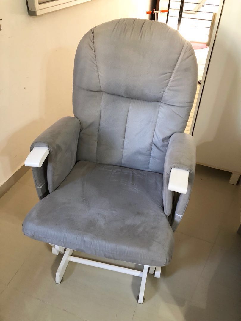 Mothercare Reclining Glider Chair White With Grey Cushion Babies Mothercare Reclining Glider Chair White With Grey Cushion Babies Kids Nursing Feeding On Carou