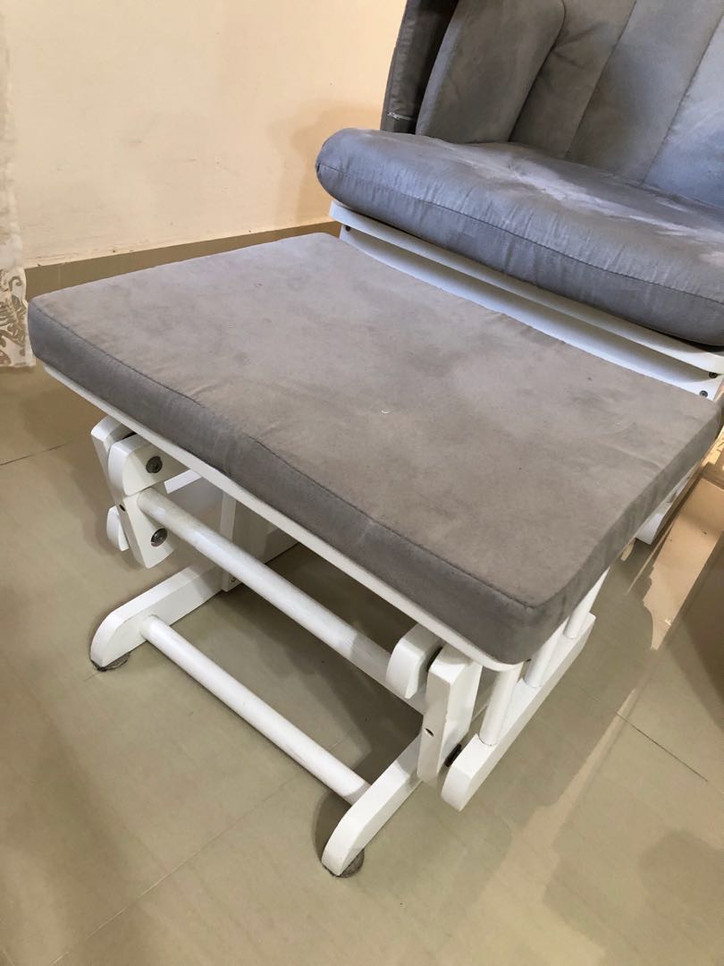Mothercare Reclining Glider Chair White With Grey Cushion Babies Mothercare Reclining Glider Chair White With Grey Cushion Babies Kids Nursing Feeding On Carou