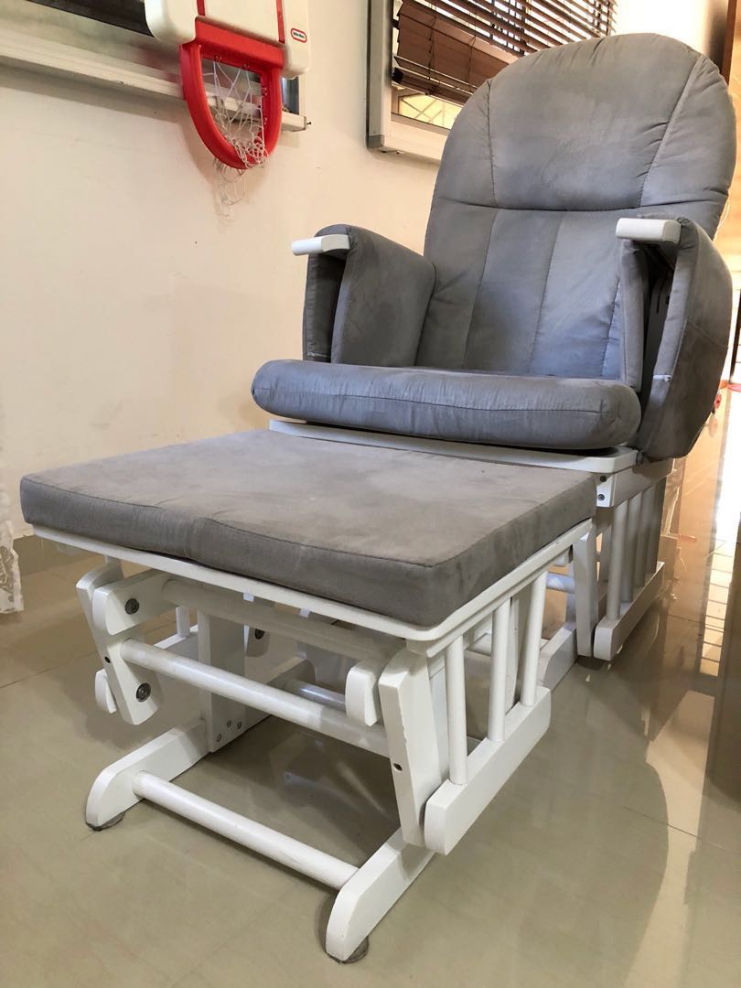 Mothercare Reclining Glider Chair White With Grey Cushion Babies Mothercare Reclining Glider Chair White With Grey Cushion Babies Kids Nursing Feeding On Carou