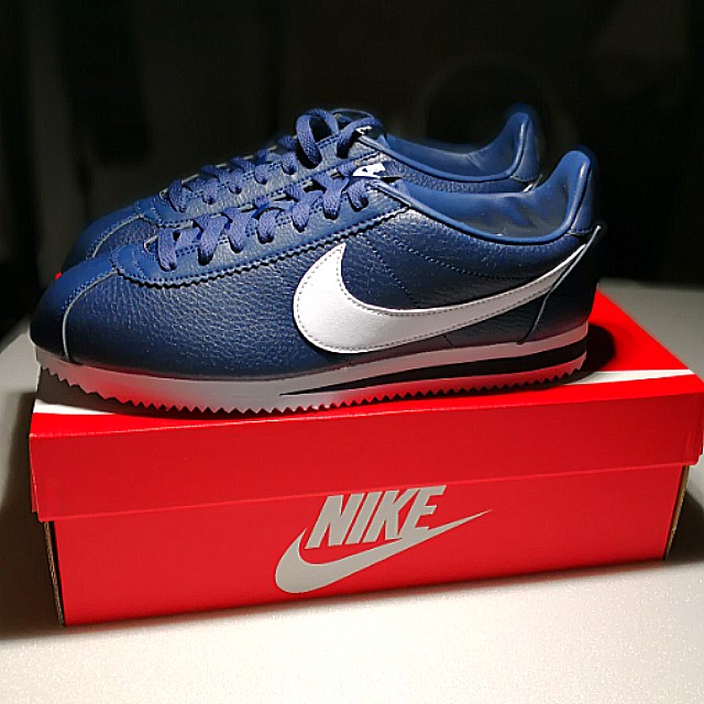 nike cortez leather blue