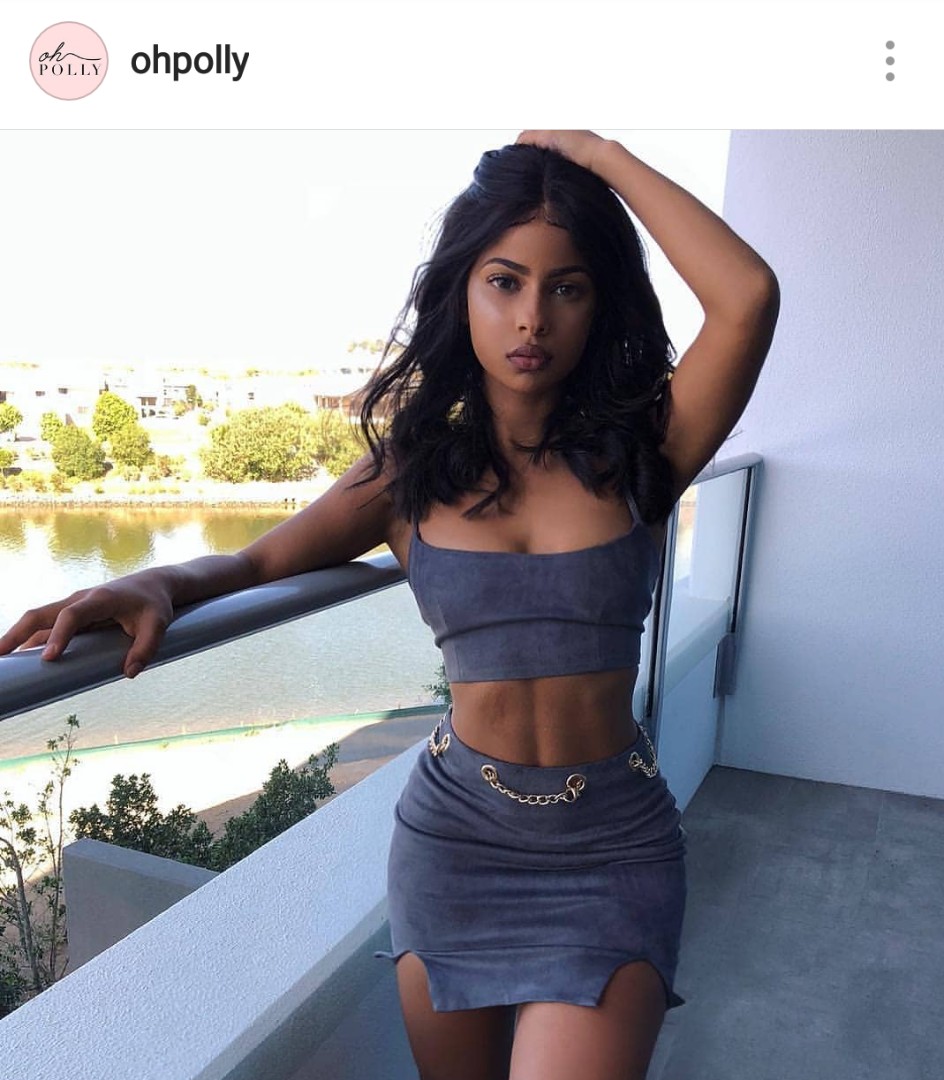 chain reaction suede mini skirt two piece in grey