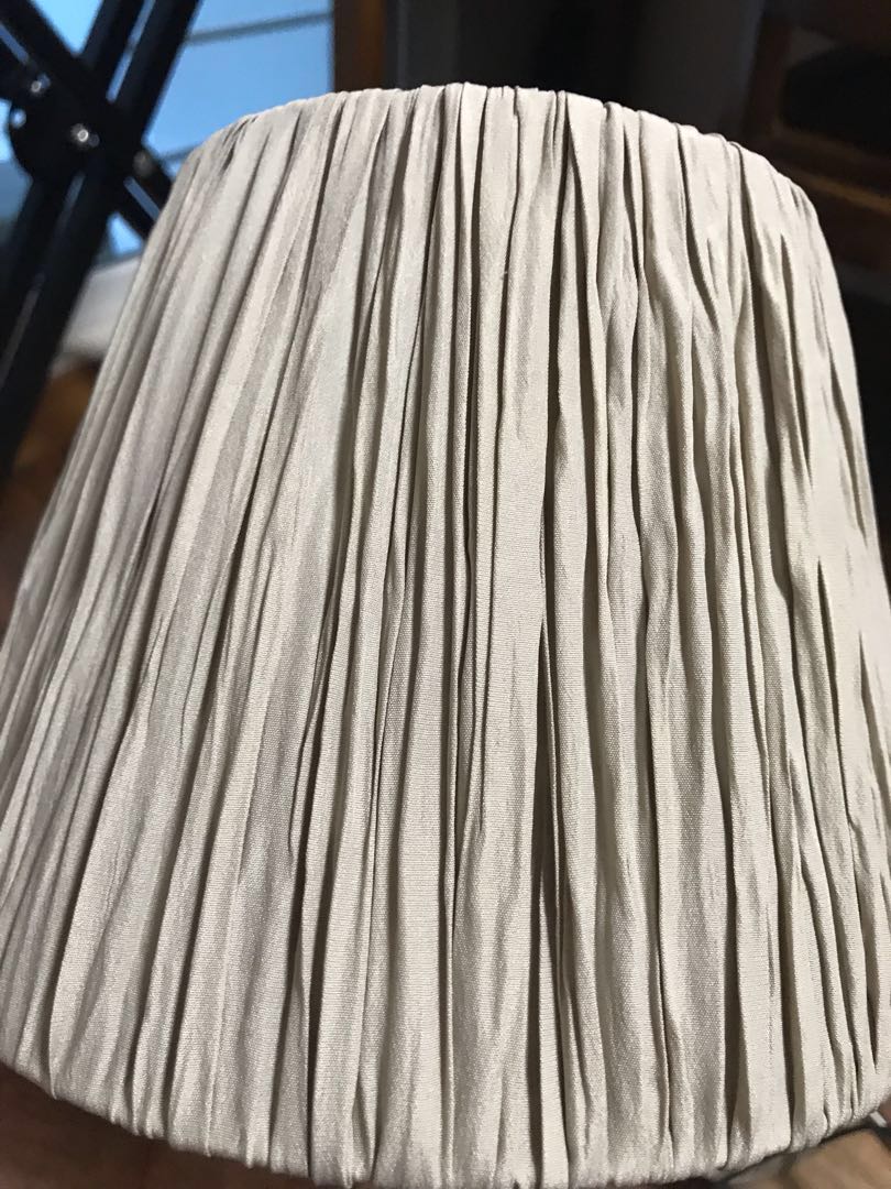 Pair of IKEA wall mounted bedside lamps HEMSTA grey ruffled cloth shade, Furniture & Home