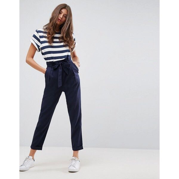 Navy blue paperbag pants Clearance
