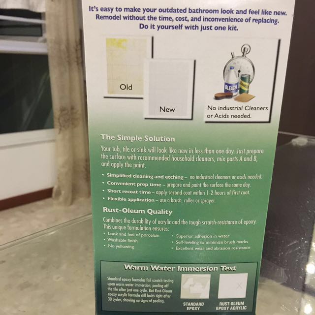 Rustoleum tub and tile refinishing kit epoxy acrylic paint, Furniture