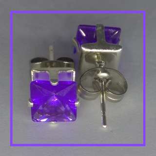 個性水鑽耳環-紫色(2只1對)