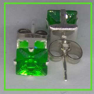 個性水鑽耳環-綠色(2只1對)