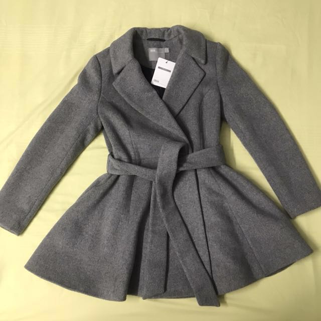 ASOS PETITE Skater Coat in Wool Blend with Oversized Collar and Self Belt BRAND NEW WITH TAGS