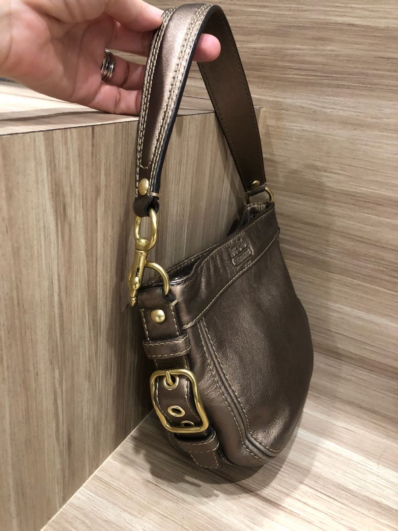 Authentic Coach Mini Zoe Metallic Bronze leather
