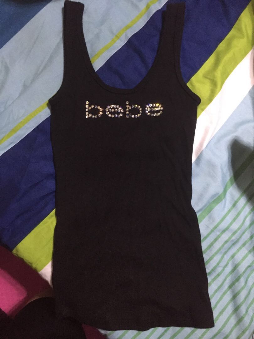 Bebe Swarovski Black Tank Top Women S Fashion Tops Sleeveless On Carousell