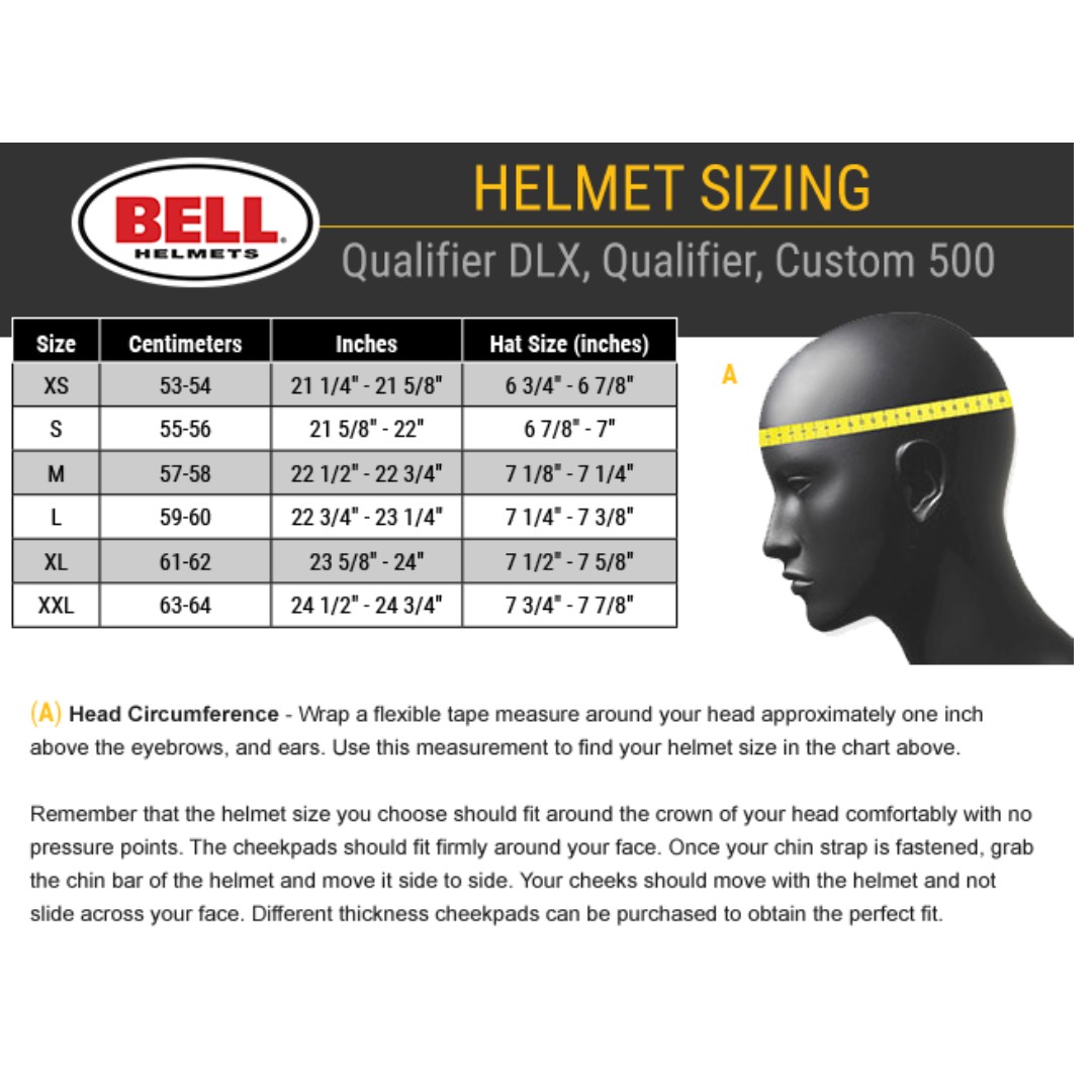 Bike Helmet Sizes Chart