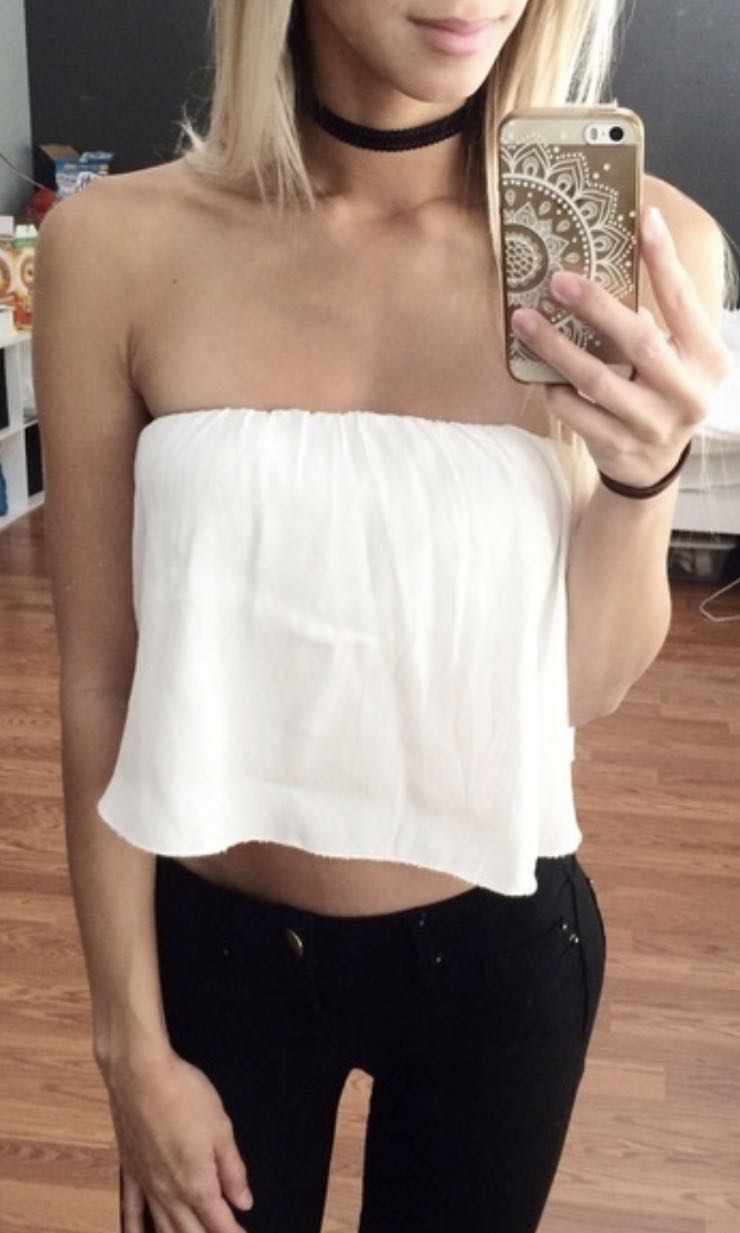 white flowy tube top