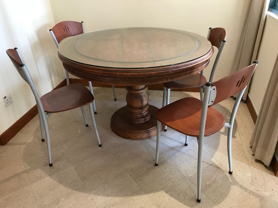 Clearance Sale Vintage Teakwood Dining Table 4 Chairs Furniture Tables Chairs On Carousell