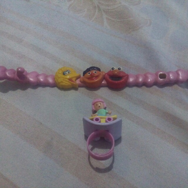 Collectibles Original Sesame Street bracelet and Polly Pocket ring ...