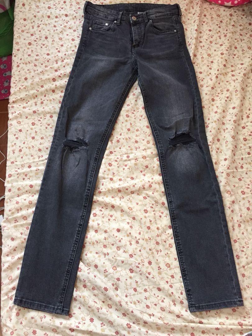black faded ripped jeans womens
