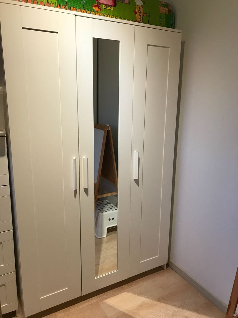 Ikea 3 Doors Wardrobe Brimnes Furniture Shelves Drawers On