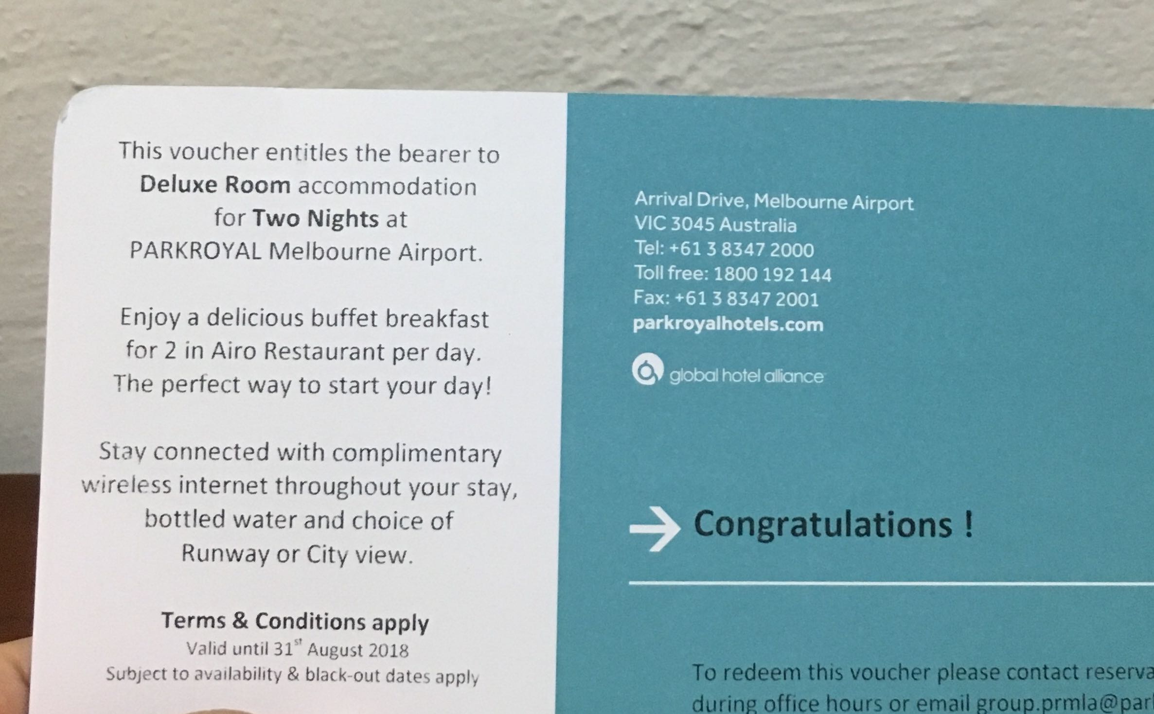 Parkroyal Melbourne 2 Nights Hotel Stay With Breakfast Entertainment Gift Cards Vouchers On Carousell