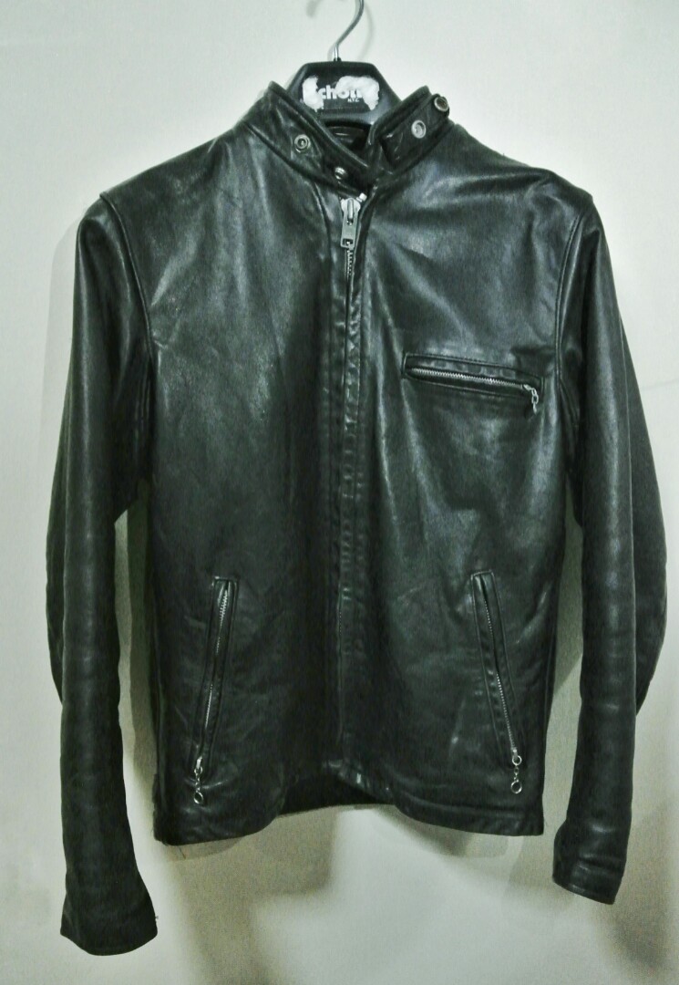 Schott 141 cafe racer leather jacket vintage, Men's Fashion, Tops ...
