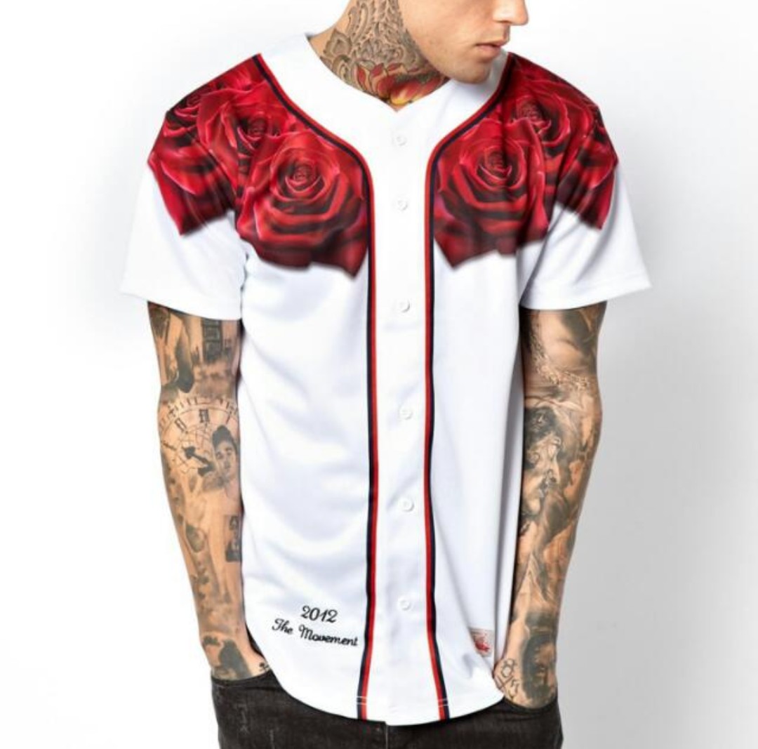 red rose baseball jersey