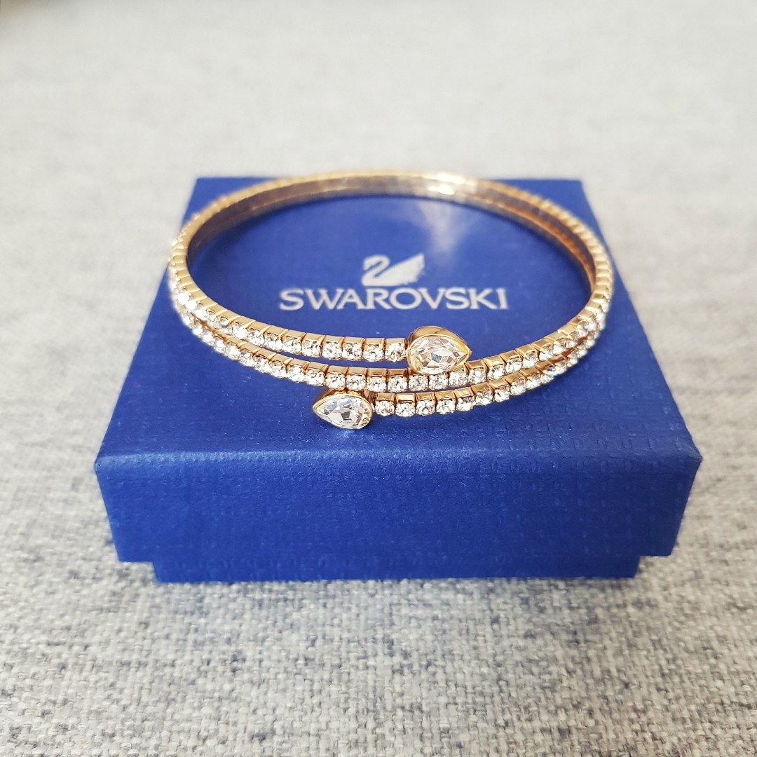Swarovski Rose Gold Twisty Drop Bangle