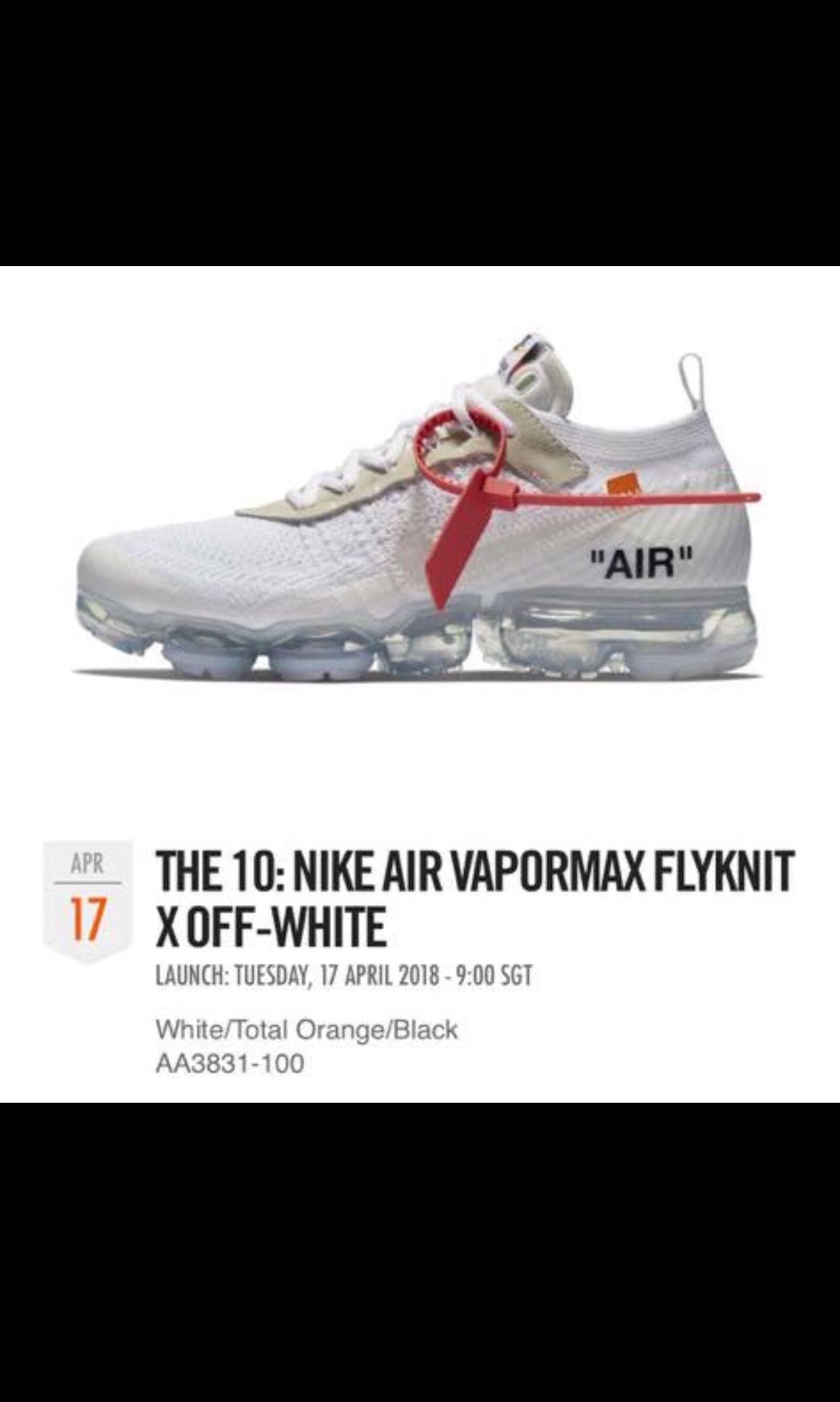 nike vapormax flyknit x off white