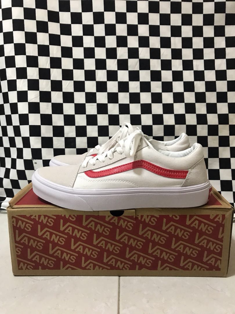 Red and best sale white vans womens