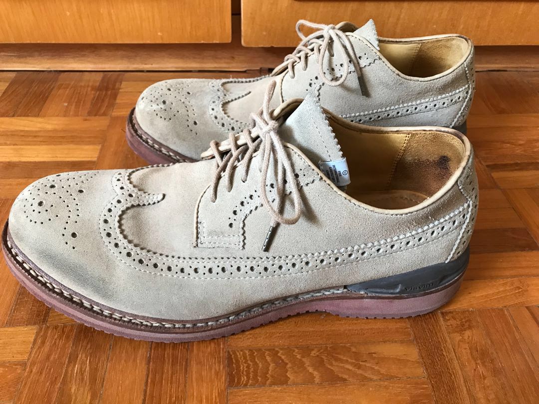 Visvim Patrician Folk Suede Sand Oxford Wingtip Shoes Sz 10.5