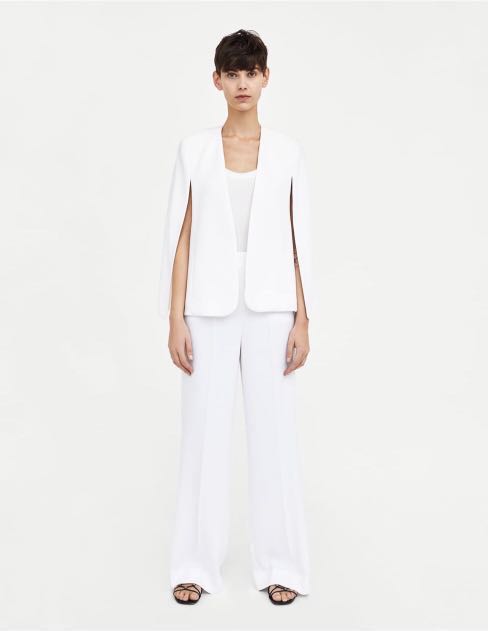 zara white cape jacket