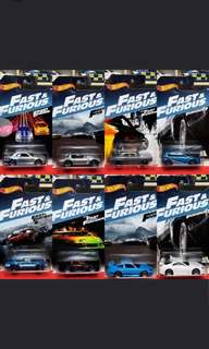 Hot Wheels Fast & Furious Series 2017 Set of 8