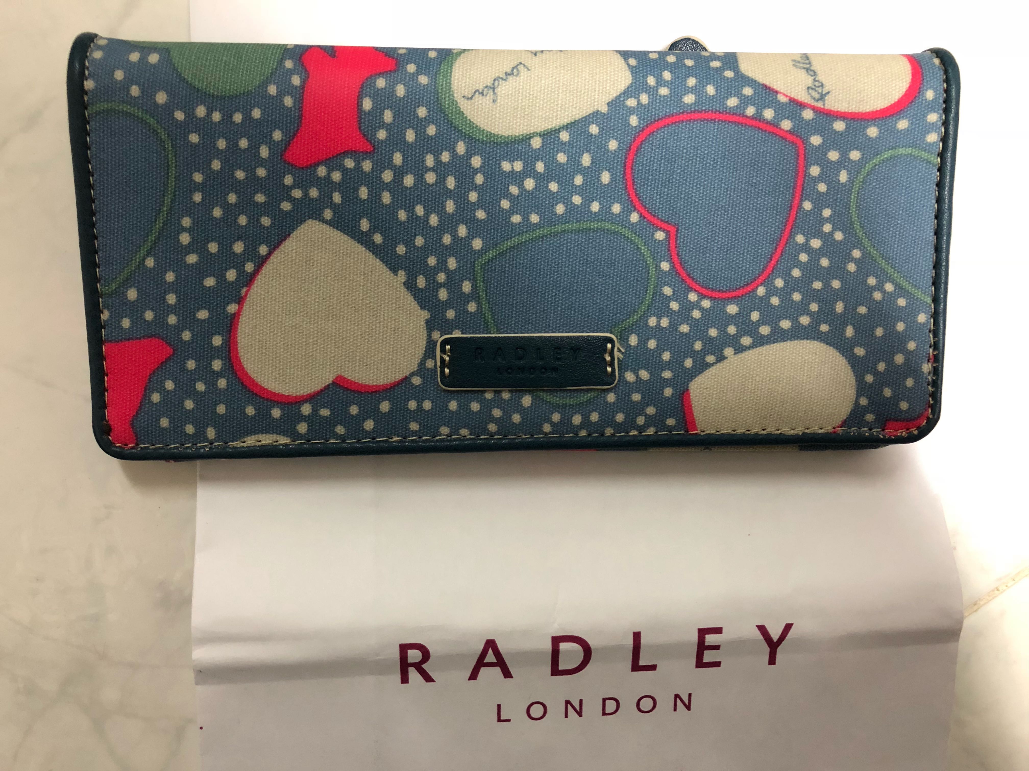 Radley Matinee Blue Hearts Oilskin Large Wallet with Leather Trims