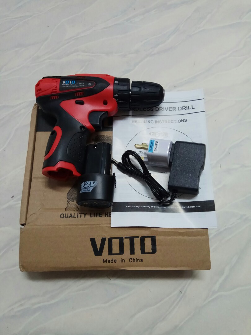 Voto 12v Cordless Drill Furniture Home Living Home Improvement Organisation Home Improvement Tools Accessories on Carousell