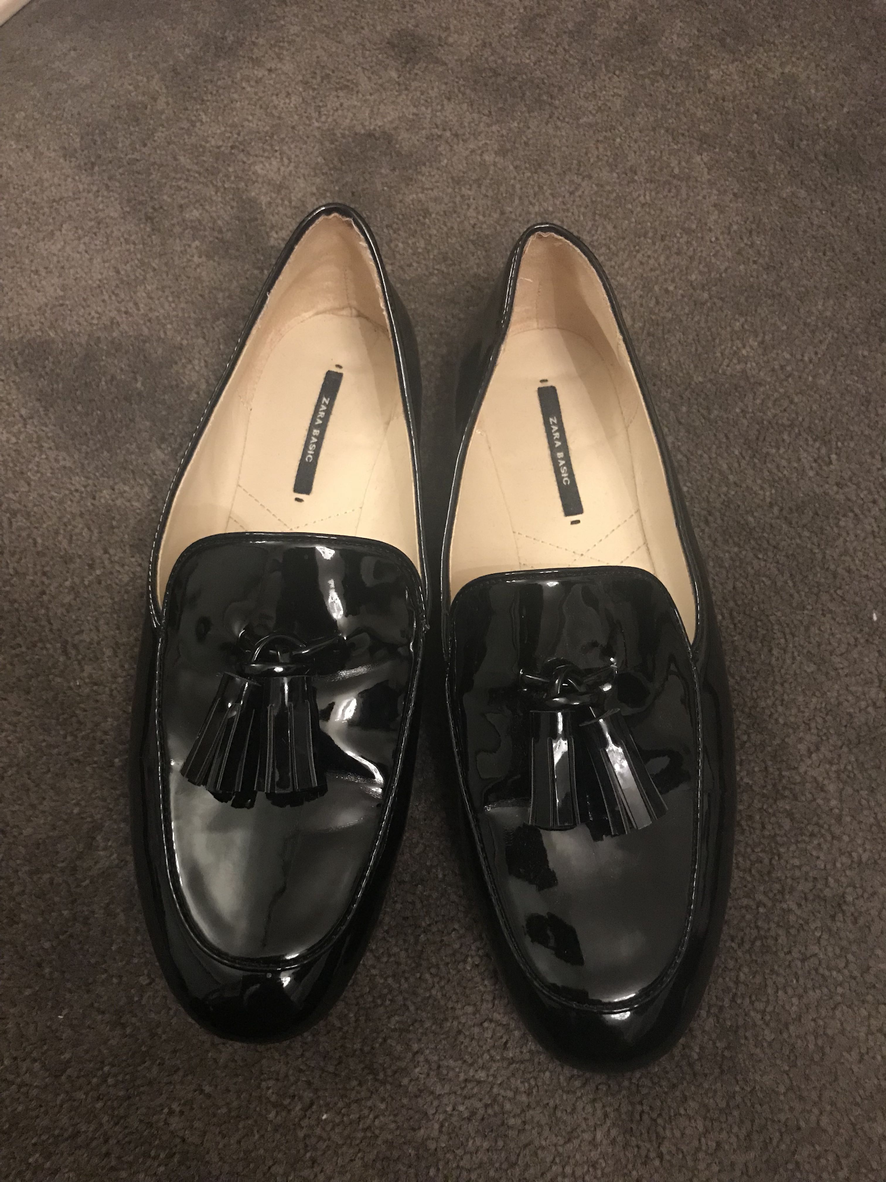 zara black patent shoes