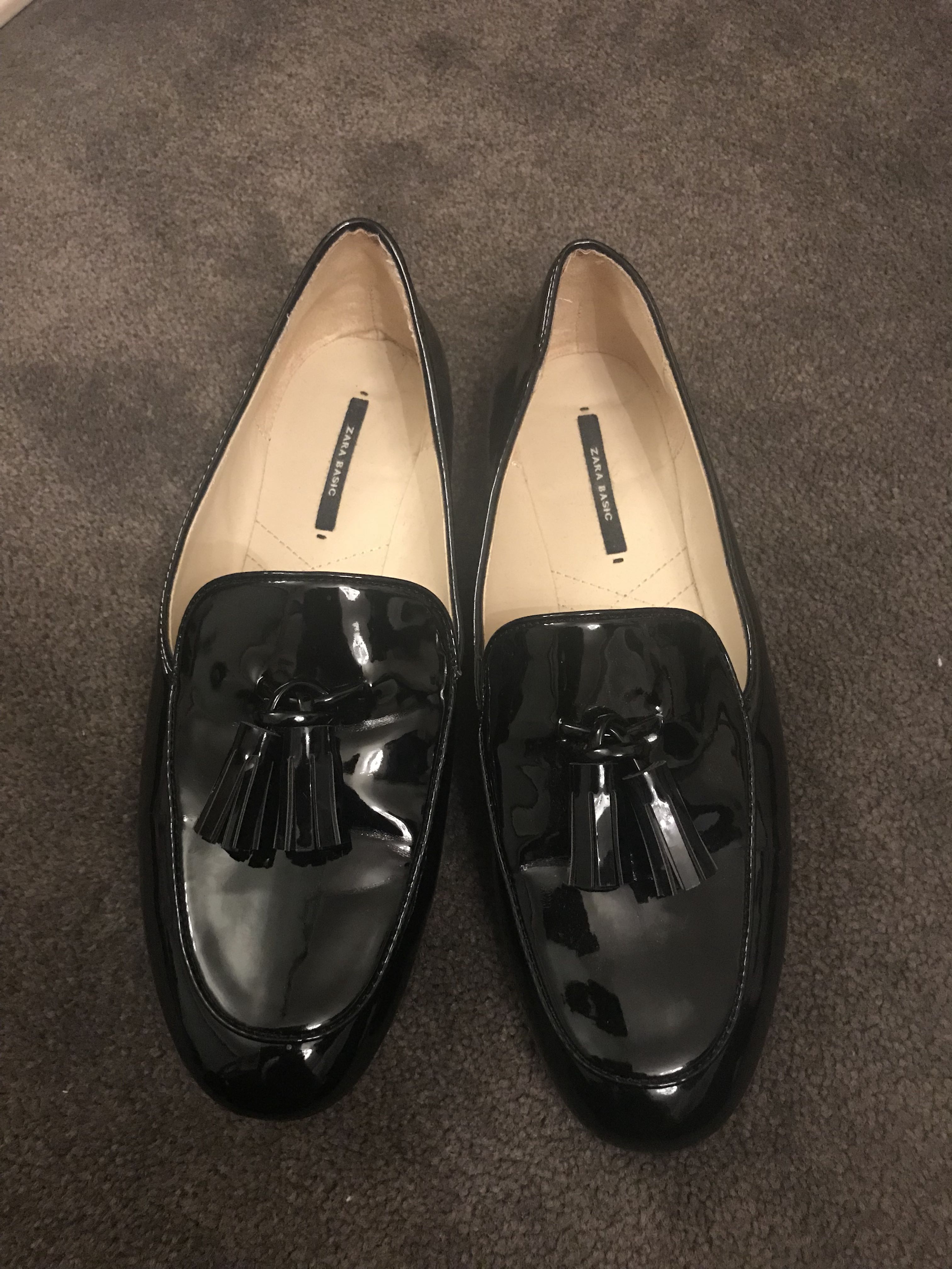 zara patent loafers