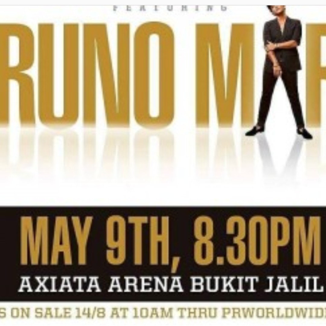 Bruno Mars Malaysia 1 TICKET CAT 3 ZONE 403, Tickets & Vouchers