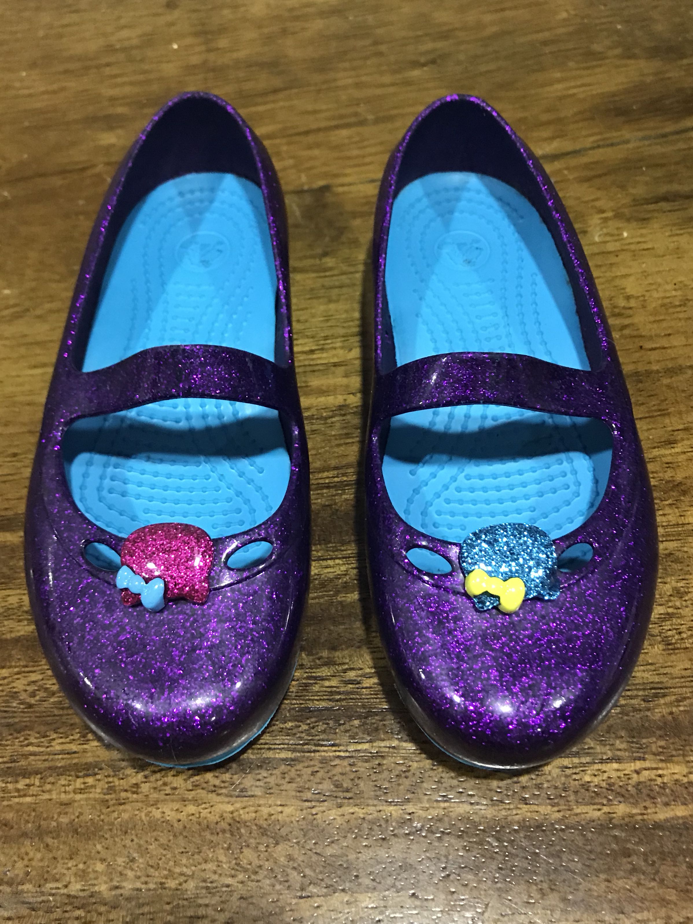 blue glitter crocs