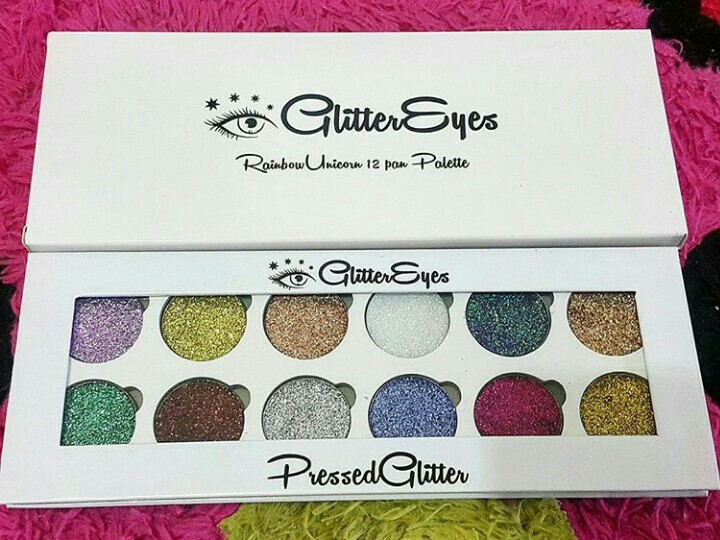 Glitter Eyes Rainbow Unicorn 12 Palett Health Beauty Makeup On